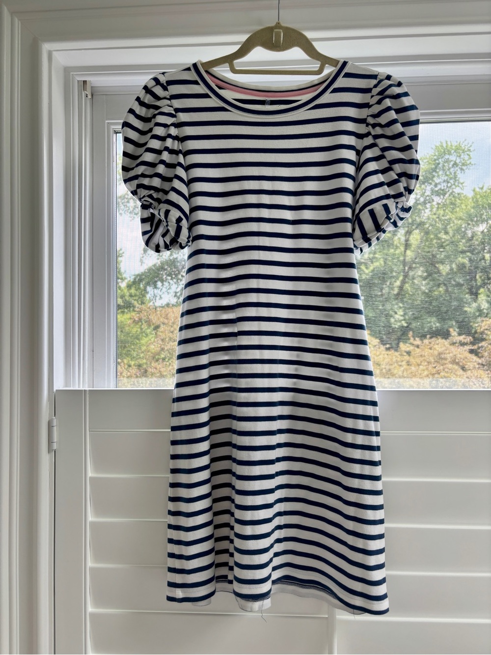 Lilly Pulitzer Anabella Puff-Sleeve Cotton T-Shirt Dress in Navy White Size S